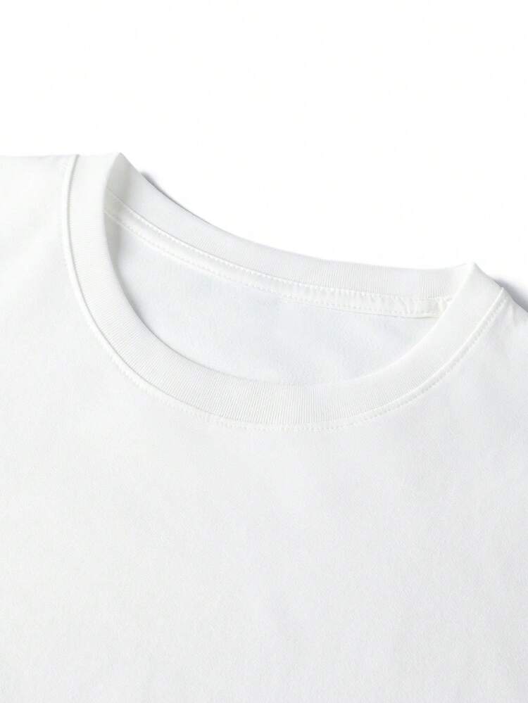 Camvyn White Shark heren casual fashion street loose fit T-shirt met print, verlaagde schouders en korte mouwen, gemaakt van een verkoelende stof voor de zomer. - Wit - Bekijken 3