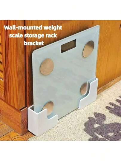 Wall-Mounted Weight Scale Storage Rack - Seamless Adhesive Installation, Plastic Space-Saving Design, Suitable For Bathroom And Home Gym, Fits Body Fat Scales And Fitness Equipment, Bathroom Storage Rack, Fashionable Appearance, Installation, Storage Box