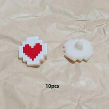 10pcs Mosaic Creative Pattern Plastic Decorative Buttons, Pixel Printed Heart Cake Cartoon Cute Sewing Buttons DIY Jewelry Accessories - Mosaic With Foot Buckle - View 11