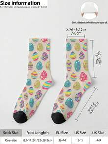 1 Pair 360 Easter Men's Socks – Fun All-Over Print Featuring Easter Eggs, . Soft, Comfortable, And Highly Elastic, These Fashionable Casual Streetwear Hip-Hop 360 Socks Are Perfect As Compression Gear, Valentine's Day Socks, Or Loose Maternity Socks. - Multicolor - View 6