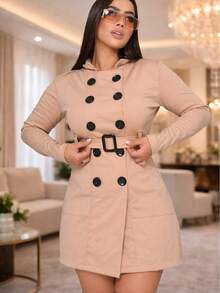 Women's Elegant Overcoat With Buttons – New Winter Collection, Stylish And Chic For Everyday Wear, Outings, Parties, And The Office. - 淺米色 - 查看 3