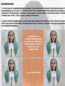 13x3.5 Inch Platinum Mint Green Synthetic Lace Front Wig, Straight Black Synthetic Lace Front Wig With Pre-Plucked Hairline, Heatproof Fiber Wig For Women - 彩色 - 查看 11