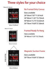 1件装裱画，《眼睛，奇科，它们从不说谎》眼睛特写神秘警告墙画，适用于客厅、浴室、卧室装饰、节日装饰 - 彩色 - 查看 3