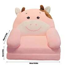 1pc Sofá Plegable de Peluche con Temática de Animales para Niños - Acogedor y Convertible 2-en-1, Espuma de Memoria Suave, Poliéster Fácil de Limpiar, con Asa Ancha - Perfecto para Leer, Relajarse, Perfecto para Decoración de Habitaciones - Rosa - Ver 1