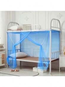 1 pièce Moustiquaire en maille tricotée en polyester, design à nœuds à l'ancienne, pas besoin d'installation, lavable en machine sans cadre, moustiquaire carrée à porte unique, convient pour la maison, la chambre, le dortoir d'étudiant, le camping en extérieur - Bleu azur - Voir 3