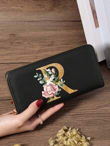 Fashion Women's Wallet, Simple And Portable Long Wallet, Vibrant Letter Printing Design, Lightweight And Durable, Suitable For Daily Use - Burgundy - View 49