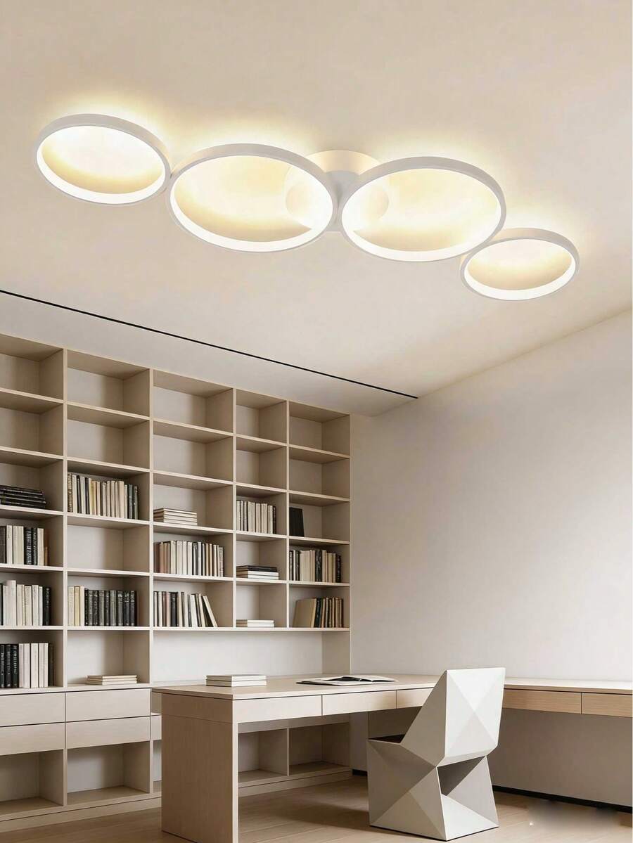 homefire 1/2 LED Ceiling Lamp Modern 4-Flame In Ring Optics 3000k 89cm Warm White Ceiling Light Round White 37W Indoor Living Room Lamp Made Of Aluminum For Bedroom Living Room Hallway Office Study - trắng - Xem 1