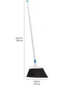 Heavy-Duty Floor Cleaning Broom With Stiff Bristles, Stable 3-Section Handle, Simple To Install, Suitable For Indoor & Outdoor Use, Blue And White - 1 - View 4