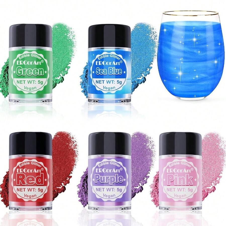 Edible Glitter - 14 Colors Luster Dust Edible, Cake Decorating Shimmering Glitter For Drinks, Powder Glitter For Fondant, Chocolate, Candy, Cookie - Multicolor - View 1