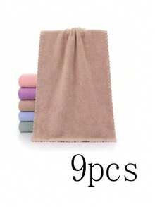 3/6/9pcs Ultra-Soft Coral Fleece Towel Set, Super Absorbent Face Towels, Multi-Purpose For Drying Hair, Wiping Moisture, Cleaning Cars, Sports, Travel, Bathroom Essentials - Brown - View 9