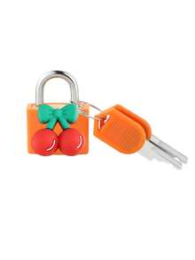 Cherry Pattern Compact Luggage Lock With Key, Sturdy Plastic Shell And Brass Core, Durable Metal Padlock For Suitcase, Backpack, Briefcase, Ideal For Valentine's Day, Wedding, Souvenir, Bridesmaid Gift - Multicolor - View 14
