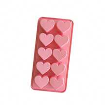 10-Cavity Reusable Silicone Heart-Shaped Ice Cube Tray - For Making Cocktails, Smoothies And Frozen Desserts - Multicolor - View 15