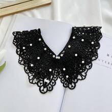 1 Piece Knitted Hollow Out Fake Collar Women Summer Korean Version Versatile Air Conditioning Room Neck Protection Decorative Vest Outerwear Knotted Scarf Suitable For Daily Home Work Wear - 淺藍色 - 查看 10