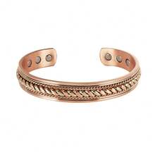 Vòng tay đồng nguyên chất Vinterly, nam châm xoắn, có thể điều chỉnh, rộng 12mm, kiểu vòng hở, năng lượng từ tính cao, trang sức dành cho nữ. - xoắn 2 - Xem 12