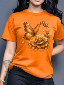 Women's Shirt 2026Y2K, Cool, Outdoor Sports, Modern Street Style, Oversize Washed 230g Fashionable Pure Cotton Vintage Washed Women's T-Shirt, Minimal - 橘紅色 - 查看 1