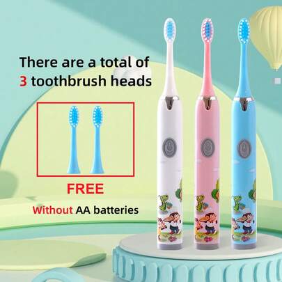 Electric Toothbrush, Vibration, Oral Care Products, Includes 3 Replacement Brush Heads, One-Touch Start, Easy To Use, Portable For Travel