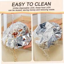 10/50pcs Reusable Aluminum Foil Wrap Covers, Stretchable Kitchen Food Fridge Preservation Covers, Suitable For Various Sizes And Shapes Of Dishes - Multicolor - View 5