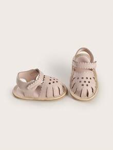 1 đôi dép xăng đan cho trẻ sơ sinh, giày tập đi mềm mại và thoáng khí cho bé 3-6-9 tháng tuổi, dép đế mềm chống va chạm. - Màu be - Xem 5