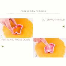 8pcs, Little Sheep 3D Cartoon Cookie Cutters, Pressable Baking Molds For Cookie, Cake, And Other Pastries - Pink - View 6