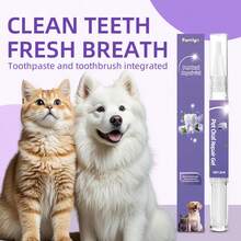 1/2 piezas Cepillo de limpieza dental para mascotas, limpieza profunda de sarro y manchas para gatos/perros, fórmula de gel blanqueador suave - Ver 3