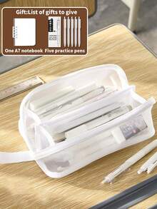 1pc Transparent Grid Prism Pencil Case, Large Capacity Minimalist Ins Style Stationery Bag For Students, Suitable For Exams, High School And College, Multifunctional Pen Holder Ruler Desk Organizer For Girls And Boys, Applicable For School/Tutoring/Office/Primary And Secondary Students - Multicolor - View 11