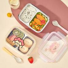 2-Compartment 304 Stainless Steel Lunch Box With Spoon, 530/850Ml Microwave Heatable Bento Box, Reusable Fruit Salad Food Container, Sealed Leak-Proof Lunch Container, Suitable For Students & Adults To Use At School, Office, Travel, Picnic,Back To School - Multicolor - View 12