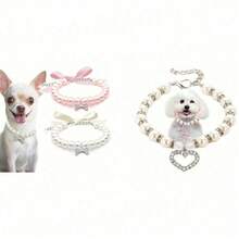 Pearl Necklace With Rhinestone Bone Decor For Dogs Cats Fashionable Pet Wedding Collar Jewelry Suitable For Girl Cats Small Dogs Accessories TZM8 - Multicolor - View 7