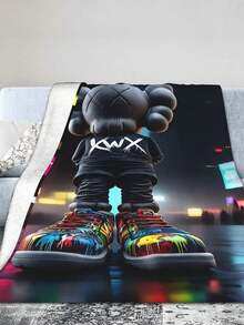 Kawss Kawaii Kaw Blanket Luxury Anime Flannel Blanket - Ultra Soft Cartoon Print, The Perfect Gift For Any Occasion, Christmas, Birthday, For Home, Camping & Travel Use - 黑色 - 查看 5