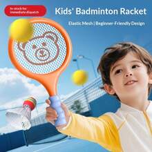 Raqueta de tenis para niños, raqueta de tenis de plástico con 1 pelota de tenis y 1 volante, adecuada para niños y niños pequeños para juegos deportivos al aire libre/interior - Multicolor - Ver 2
