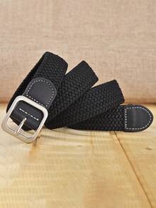 新款时尚女士休闲百搭编织弹力腰带 - 无需打孔，适合户外运动爱好者和日常休闲穿着，可搭配裤子和牛仔裤，男女皆宜 - 黑色 - 查看 4