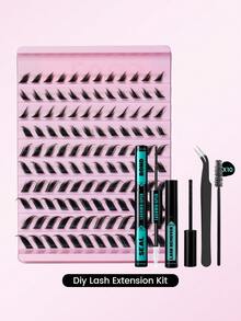 Waterproof Long-Lasting Eyelash Glue DIY Eyelash Extension Kit, Strong Fixing For Cluster & Individual Lashes, Non-Smudge & Non-Clumping, Suitable For Beginners - Multicolor - View 12