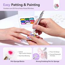 SAVILAND 3D Gel Nail Art Mold Set: 3D Flower Silicone Mold For Beginners - DIY Nail Charms, With 9 Colors Painting Gel Nail Polish Palette, Molding Gel Nail Sponge, Nail Art Accessories For Ombre Gel Nail Design - 彩色 - 查看 6