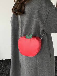 时尚女包，卡通苹果红色链条斜挎包，街头风单肩包 - 紅色 - 查看 5