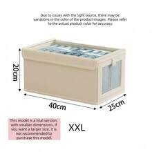 Large Storage Basket, Fabric Wardrobe Storage Box With Transparent Window, Foldable With Lid, Suitable For Home Storage, Household Essentials Organization, Foldable Storage Box, Clothes Storage Container - Beige With Lid - View 13