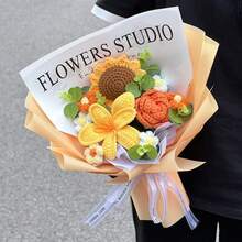针织花束 手工钩编花束 母亲节礼物 成品手工编织花束 生日情人节礼物 - 彩色 - 查看 15