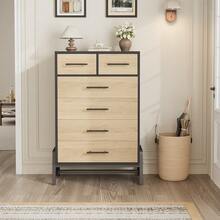 Huisuilinss 5/6 Drawer Dresser,Tall Dresser For Bedroom,Modern Chest Of Drawers,Freestanding Wood Storage Organizer With Deep Drawer For Living Room Entryway Hallway - Tủ 6 ngăn kéo màu gỗ đen - Xem 8