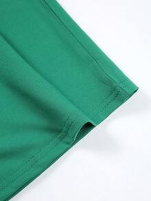 Ladies' St. Patrick's Day Green T-Shirt - Letter Leopard Print And Checkered Clover Heart Shape, Casual Short-Sleeved Round Neck - 綠色25 - 查看 5