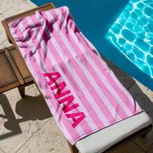 1pc 29″X58″ 31″X71″ Personalized Beach Towels, Custom Beach Towel, Striped Beach Towel, Vacation Gift, Bachelorette Bridesmaid Gifts, Girls Trip Towel, Birthday Anniversary Engagement Wedding Valentine Day Mother's Day Wedding Vacation Gift - White - View 7