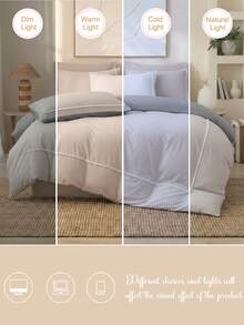 2/3件套米色和浅灰色床上用品套装，包含1个被套和2个枕套（不含枕芯），适合房间装饰和日常使用，采用柔软亲肤的涤纶面料，适用于卧室、主卧、客房，四季皆宜，蓬松柔软，花卉印花，提升卧室美感，价格亲民，尽显奢华，四季皆宜。 - 彩色 - 查看 8