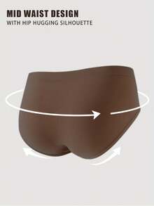 4pcs/Pack Seamless Mid-Waist Panties, Maillard Color Comfortable High Elasticity Triangle Briefs - Multicolor - View 7