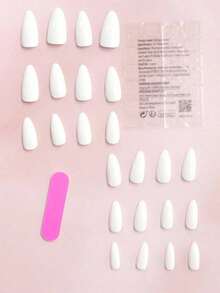 24Pcs Black Press On Nails Short Square Nails Black Acrylic Glue On Nails Full Cover Glossy Nails Press Ons Short Stick On Nails Summer Artificial Nails Women Girls 1Pc Nail File & 1Nail Glue Sticker Kit Nails Girl Mother Women ,Whitening Nail Art Set With Detachable Nails Festival, Party, Date And Daily Wear Nail Supplies Nails LBKR - 白色 - 查看 2