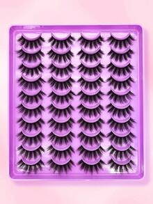 20对自然蓬松超长假睫毛，猫眼型，柔软亲肤，适合日常及特殊场合，不刺激皮肤，可重复使用，适合所有眼型，20对自然假睫毛条 - 俄羅斯條狀假睫毛 - 查看 6