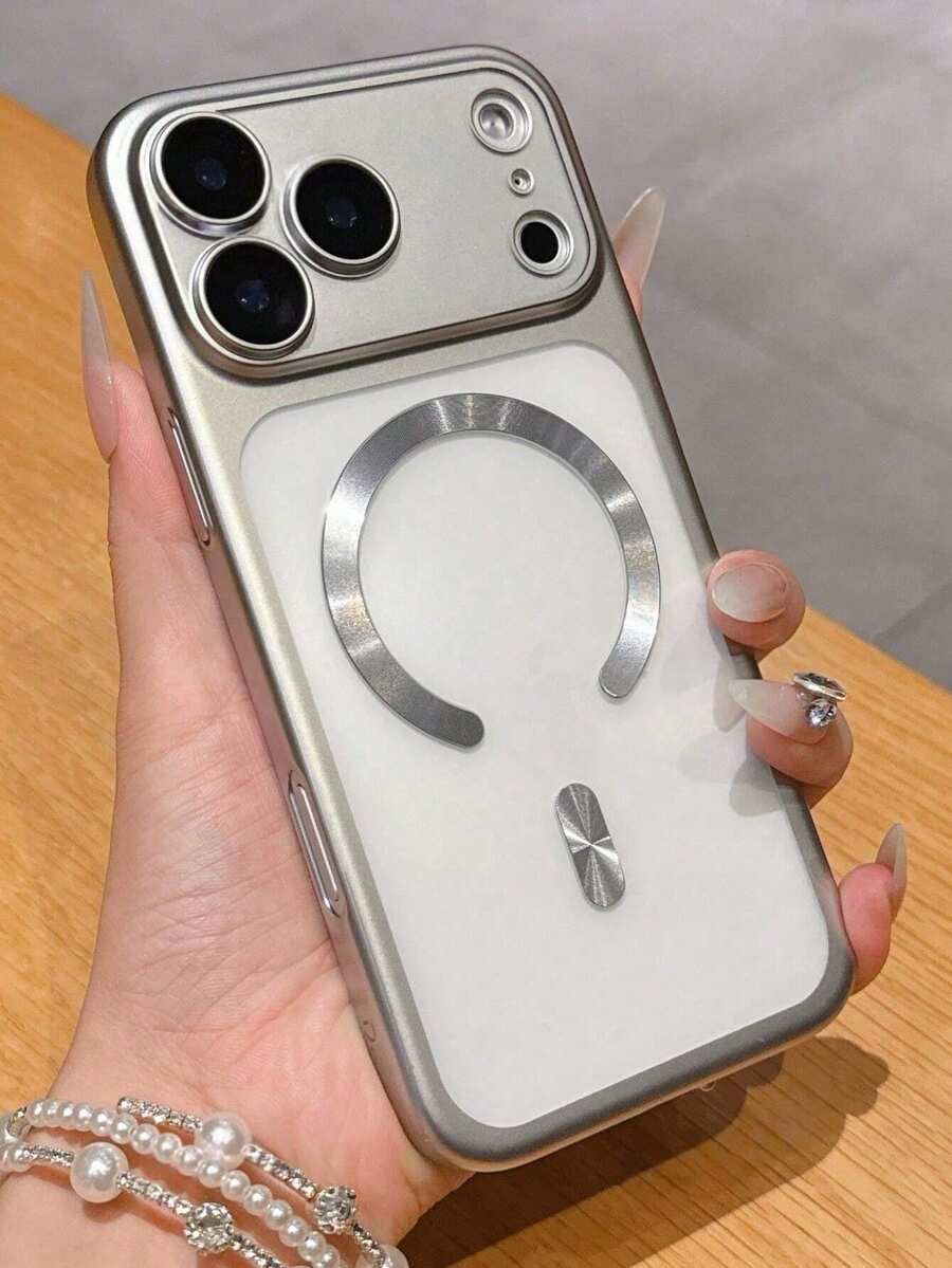 奢华哑光半透明磁吸手机壳，兼容 17 Pro Max、17 Pro、17 Air、17 Pro Max、16、15、14、13 Pro Max，支持磁吸无线充电，防摔后盖 - 銀色 - 查看 1