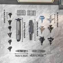 Set Model Pesawat Tempur dan Pesawat Penumpang dari Paduan Logam Cor - Peluncur Kapal Selam, Kapal Penjelajah, Pesawat Tempur, Model Kapal Perang, Koleksi Pajangan Meja, Mainan Pesawat Terbang, Dekorasi Rumah, Cocok untuk Hadiah Natal, Paskah, dan Ulang Tahun - Hitam - View 10