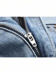 2026 American High - Street Youth Men's Harajuku Style Three - Stripe Black - Blue Straight - Leg Jeans For Fashionable Streetwear And Stylish OOTD, Purple Jeans Option Available For Men's Fashionable Trousers - 藍色 - 查看 8