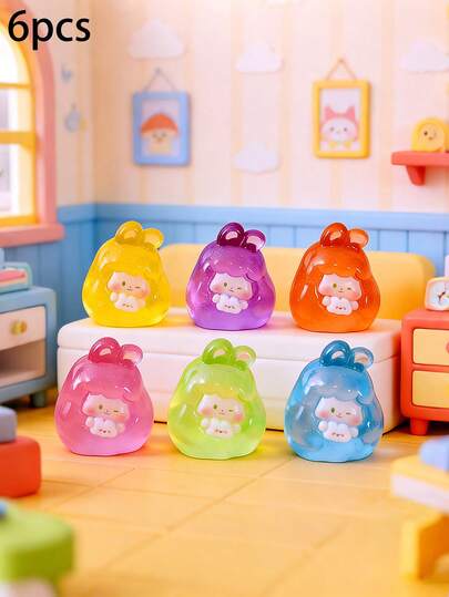 6pcs Transparent Glitter Resin Pom-Pom Figurines, With Delicate Sparkling Powder In Yellow, Purple, Orange, Pink, Green, And Blue, Featuring Cute Round Shapes To Decorate Micro-Landscapes, Desktops, And Home Spaces. Whether In The Daytime Or Under Lighting, These Whimsical Pom-Poms Can Infuse Your Daily Life With A Healing And Dreamy Atmosphere, Making Every Day As Bright And Gentle As These Little Spheres.