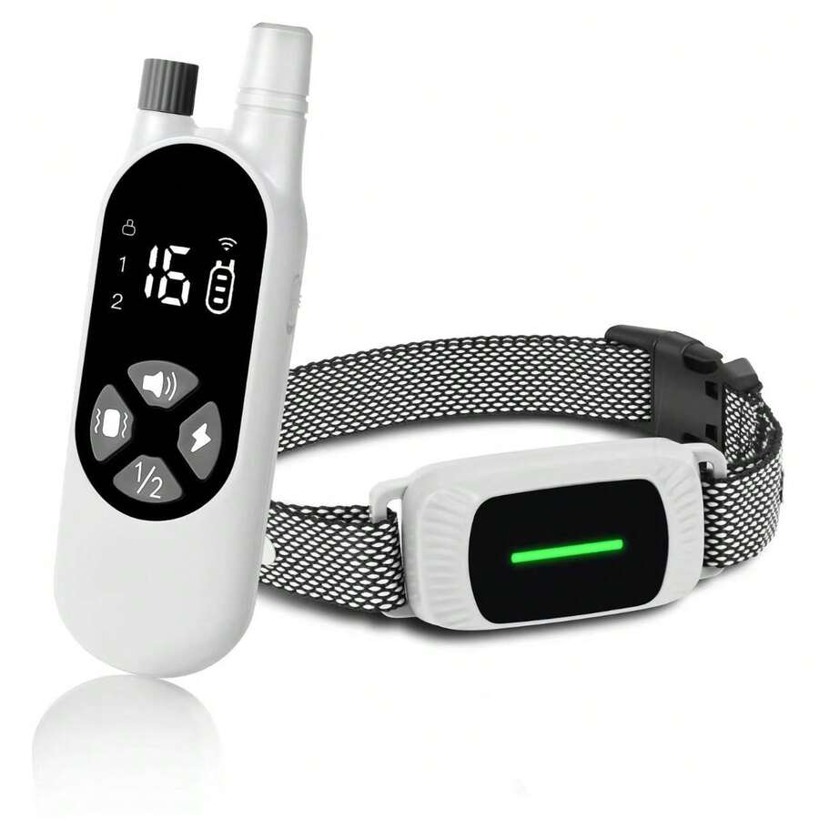 IPX7 Waterproof Dog Training Collar, Remote Control Dog Trainer With Beep, Vibration, Shock - Long Range, Rechargeable And Durable Nylon Material - White - View 1
