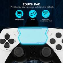 GAMINJA P48 无线控制器，兼容 P4/P4 Slim/P4 Pro/PC，双震动，扬声器，6 轴陀螺仪，耳机插孔，触摸板和 LED 灯 - 黑與白 - 查看 9