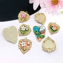 2/8pcs Elegant Flower Enamel Charms Flower Heart Necklaces Pendants Earrings Charms For Jewelry Making Bracelets Necklaces Earrings Keychains DIY Crafts - Multicolor - View 6