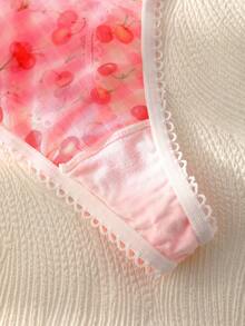 3件套 女士轻薄透气网眼面料水果印花低腰丁字裤 - 彩色 - 查看 4